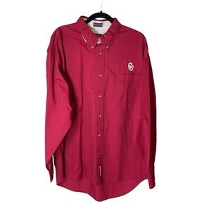 Oklahoma Sooners OU BT Player Crimson Long‎ Sleeve Button Up Men’s NWT Size XL